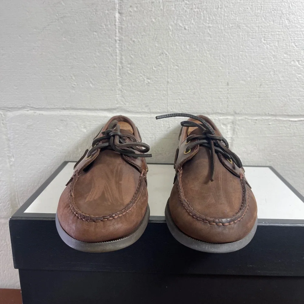 Sperry Top Sider 0195412 Brown Leather Boat Shoe 2 Eye‎ Slip On Men's Size 10 M